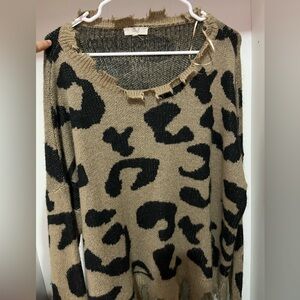 distressed animal print sweater never worn